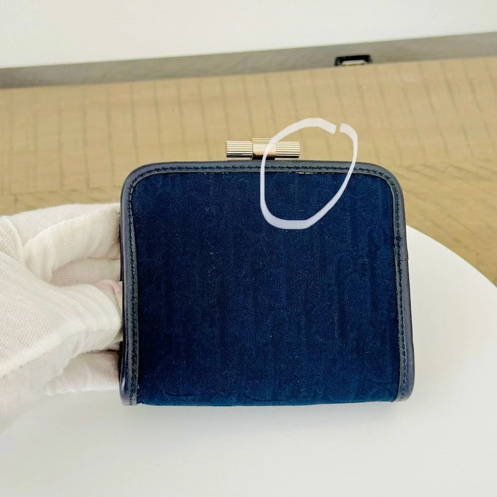 Vintage Dior Dark Blue Oblique Canvas Coin Pouch